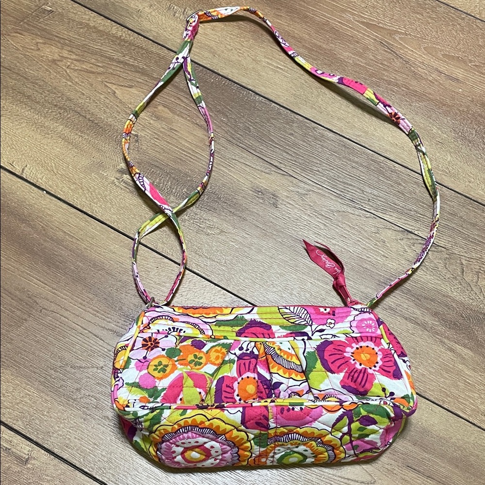 Vera Bradley Pink and Green Floral Crossbody Bag